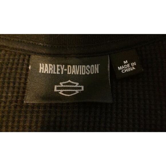 Men's Harley Davidson Willie G Skull Thermal Henley- Black Beauty - Medium - Picture 4 of 6